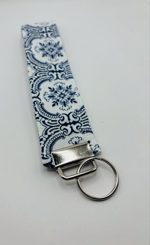 Sleutelhanger stof delfsblauw