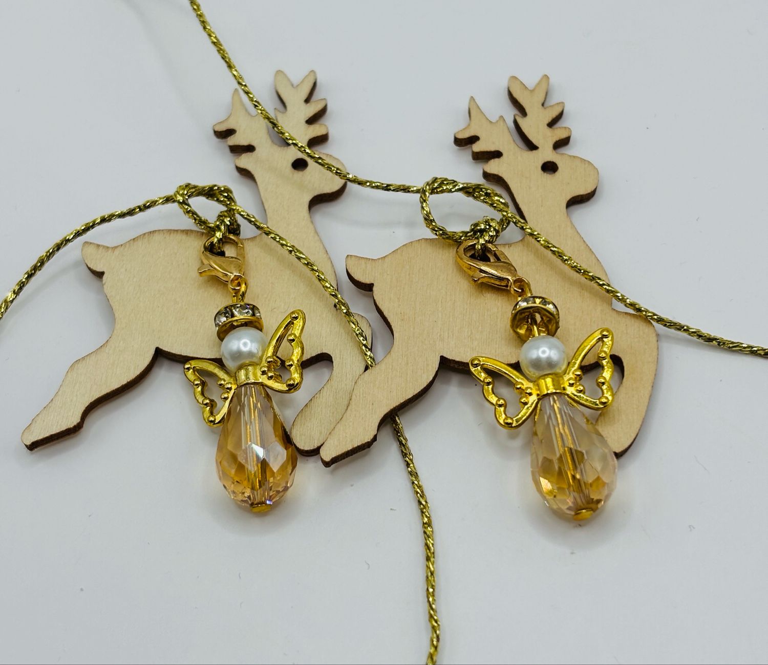 Kersthertje met engel goud
