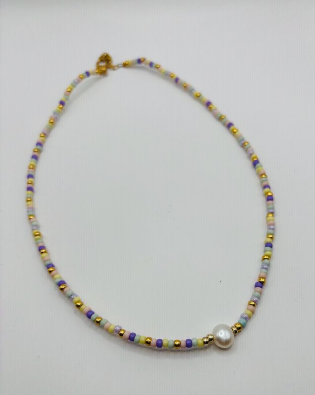 Ketting pearl soft color