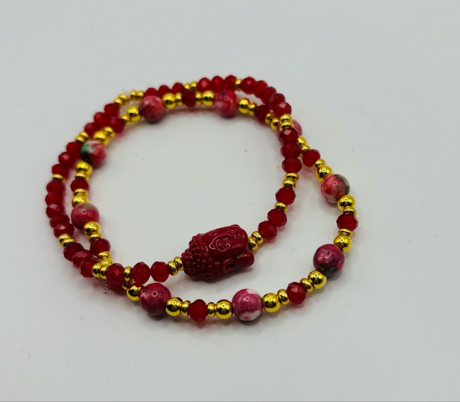 Armbandset rood Buddha