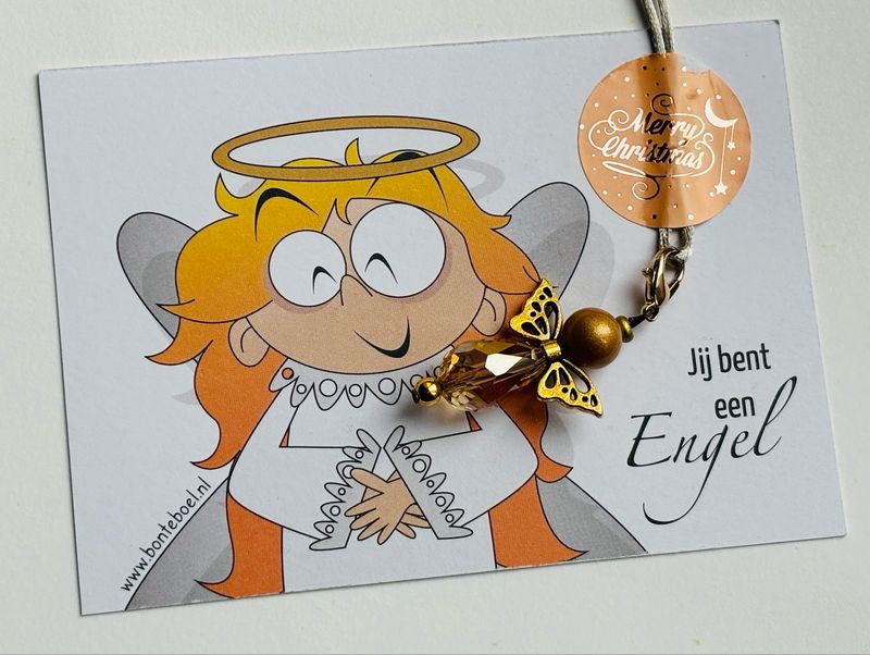 Geluksengeltje goud met kaartje Geluksengeltje goud met kaartje