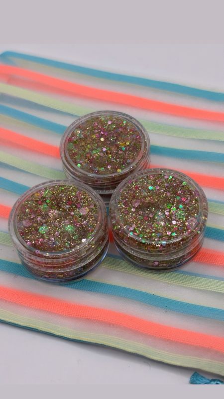 Glitters roze goud geel groen mix