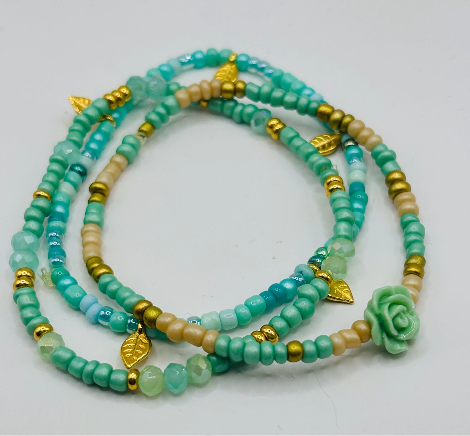 Armbandset 3 turkoois goud