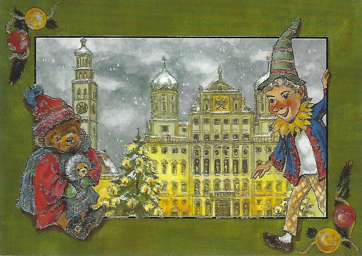 Kasperl am Augsburger Rathaus mit Glitter
Weihnachtskarte