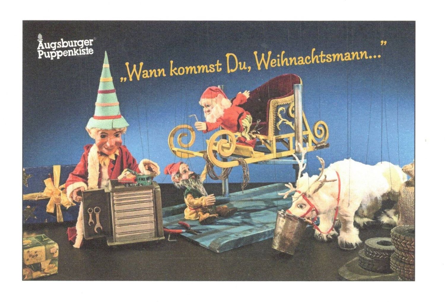 Wann kommst du, Weihnachtsmann.. Klappkarte Kasperl