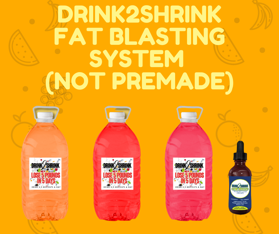 DRINK2SHRINK 30 DAY FAT BLASTING SYSTEM 4 Weeks of Drink2Shrink and 1 Bottle of Fat Blasting Drops