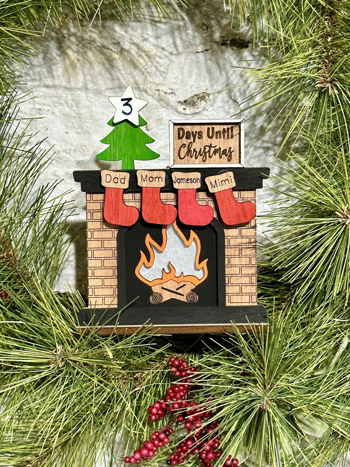Christmas Countdown flickering fireplace