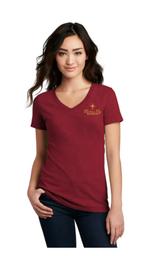 Women's V-neck T-shirt (Red)