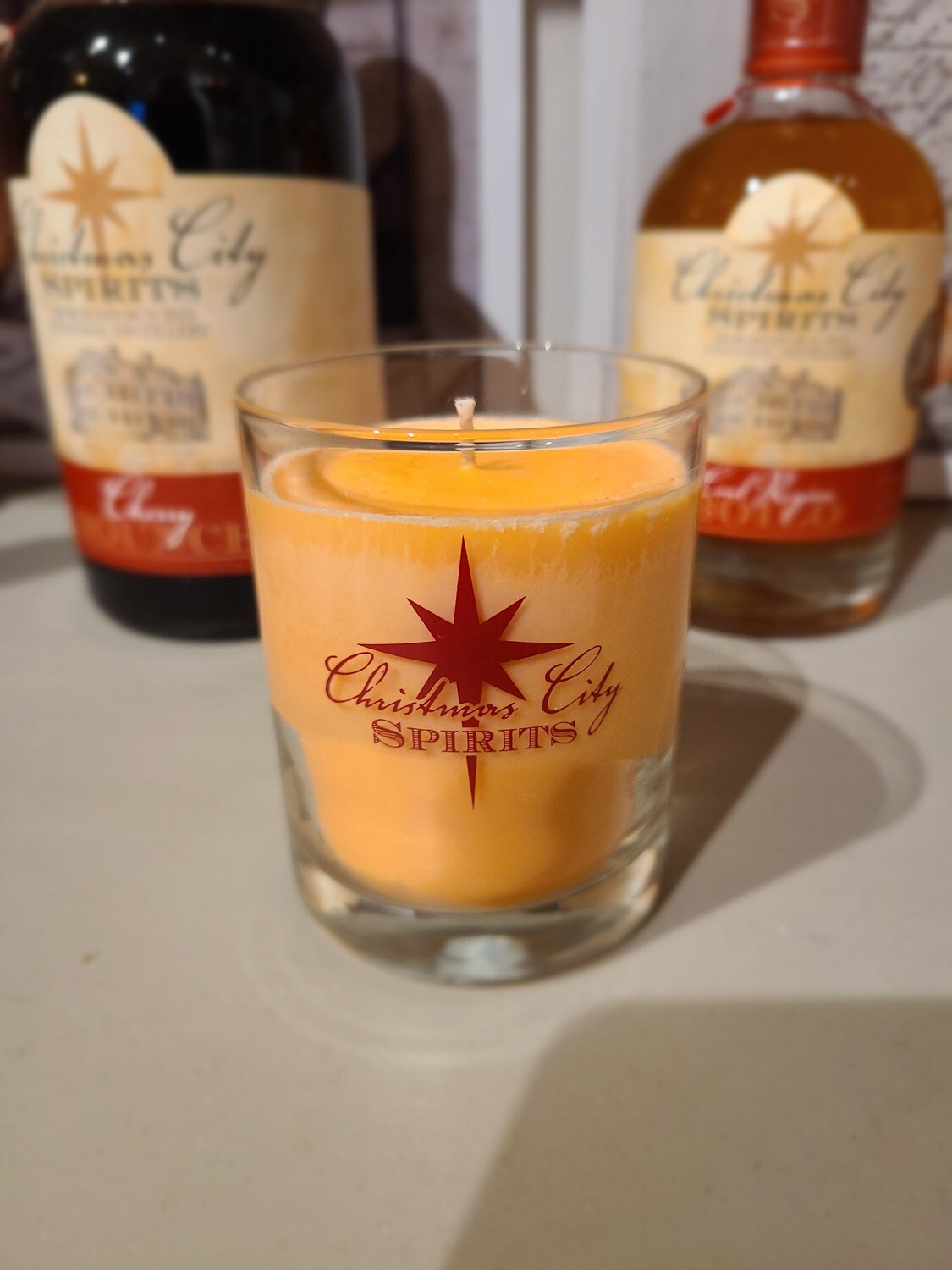 Candle in a CCS rocks glass