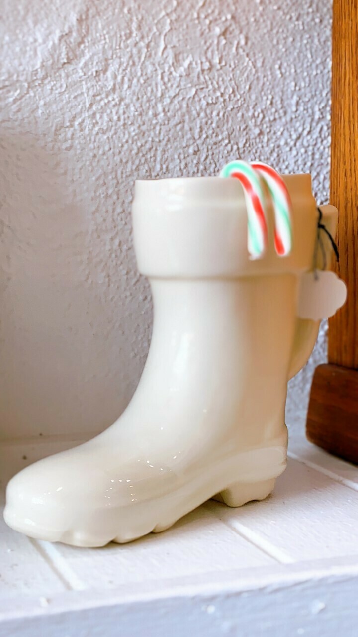 White Santa Boot Vase/Planter
