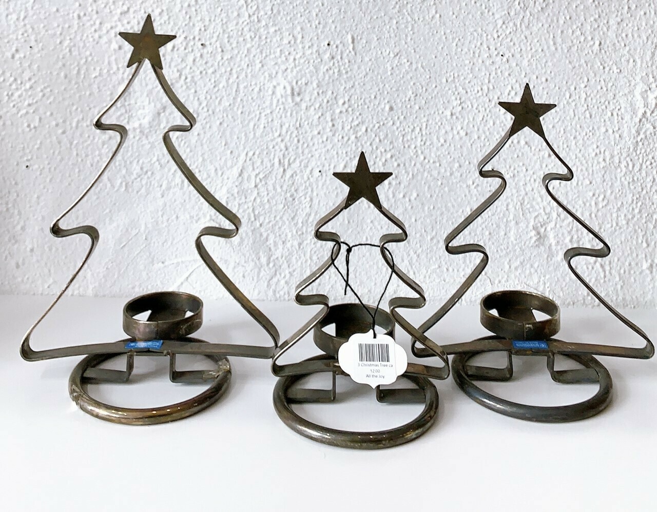 Metal Christmas Tree Candleholders - set of 3