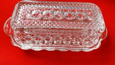 Anchor Hocking Wexford Cut Glass Covered Butter Dish