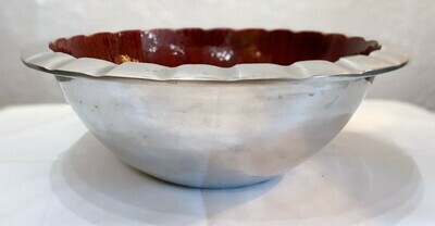 Simply Designs Red/Silver Fluted Serving Bowl
