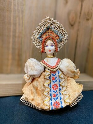 Vintage Russian Doll 4.7"( Gold Dress)