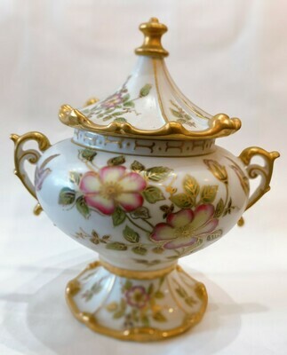Hand Painted Antique Numbered Lidded Tureen Urn 8 x 8 1/2"