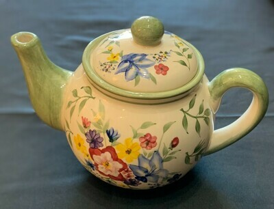 Green Multi-Color Flower Teapot