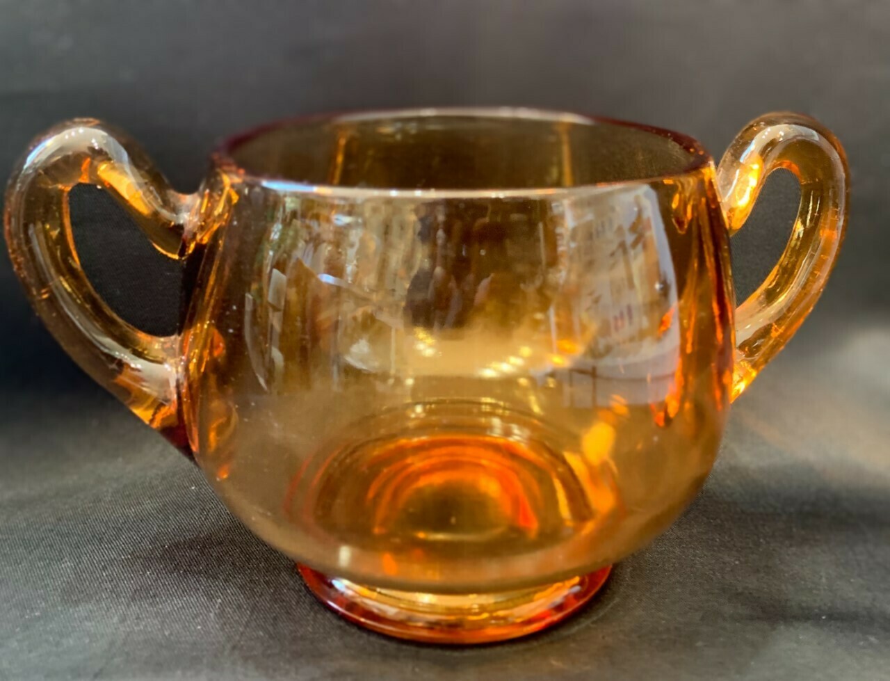 Vintage Cambridge Honey Amber Glass Sugar Bowl