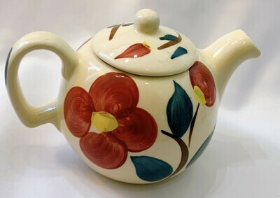 Vintage Red Flower Teapot