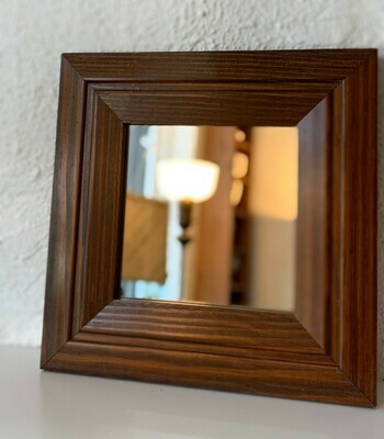 Wood Framed Square Mirror 11 1/2” 