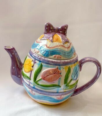 Teapot Decorative Silvestri Easter Egg Shaped With Tulips