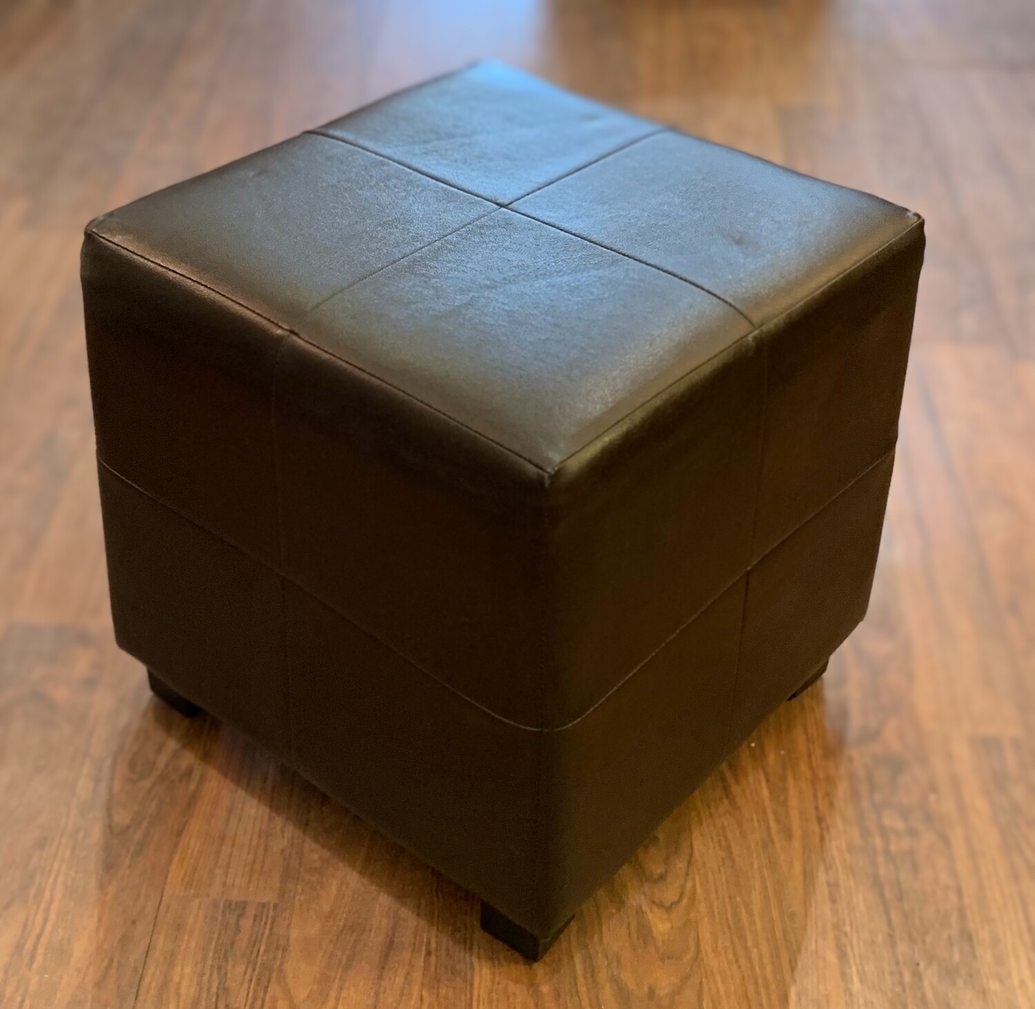 Faux  Leather Brown Ottoman