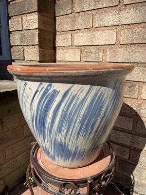 White/Blue Large Ceramic Planter