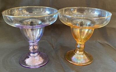 Vintage Lustre Ware Colored Champagne Glasses set of 2