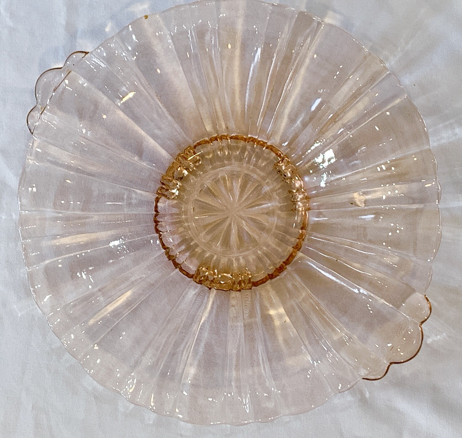 Anchor Hocking Old Cafe Pink Depression Glass Dish w/Handles (1930- 1940) 8"