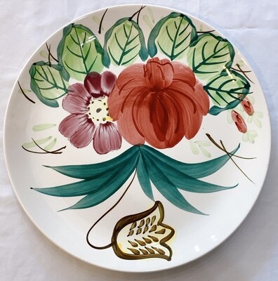 Hand Painted Ceramic Floral Plate 101/2” 
