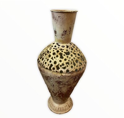 Shabby Chic Metal Vase 16"