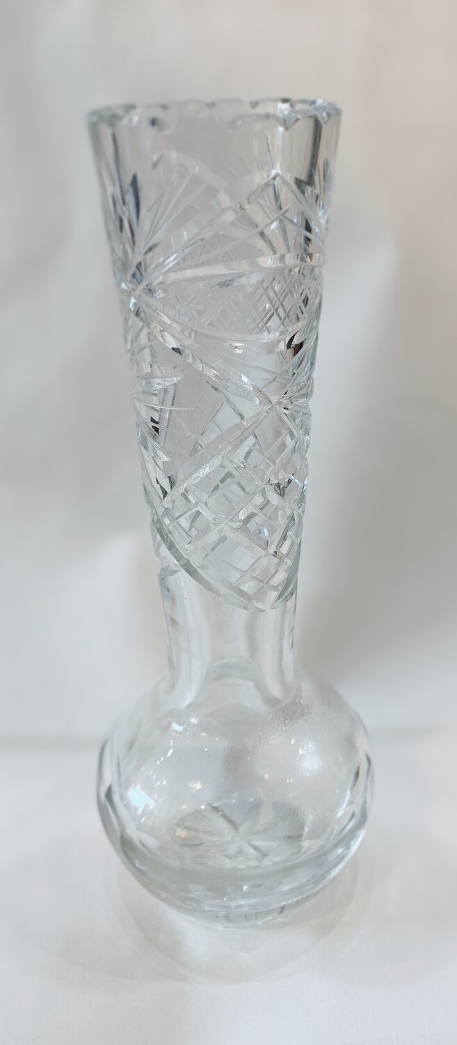 Antique Crystal Cut Glass Vase 8“