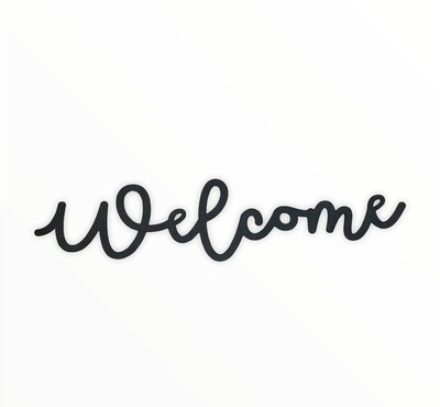 Cursive Welcome Cast Iron Sign 11.5"