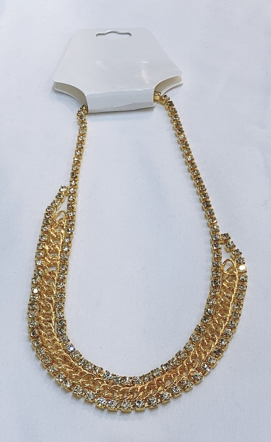 Gold and Rhinestone Choker 16” Necklace