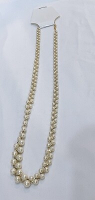 Faux Pearl and Woven Gold Tone 24” Chain