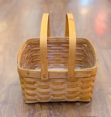 Vintage LONGABERGER Basket Square Picnic Double Handled Handwoven Tote Maple Wood Country Kitchen Farmhouse Decor Country Life