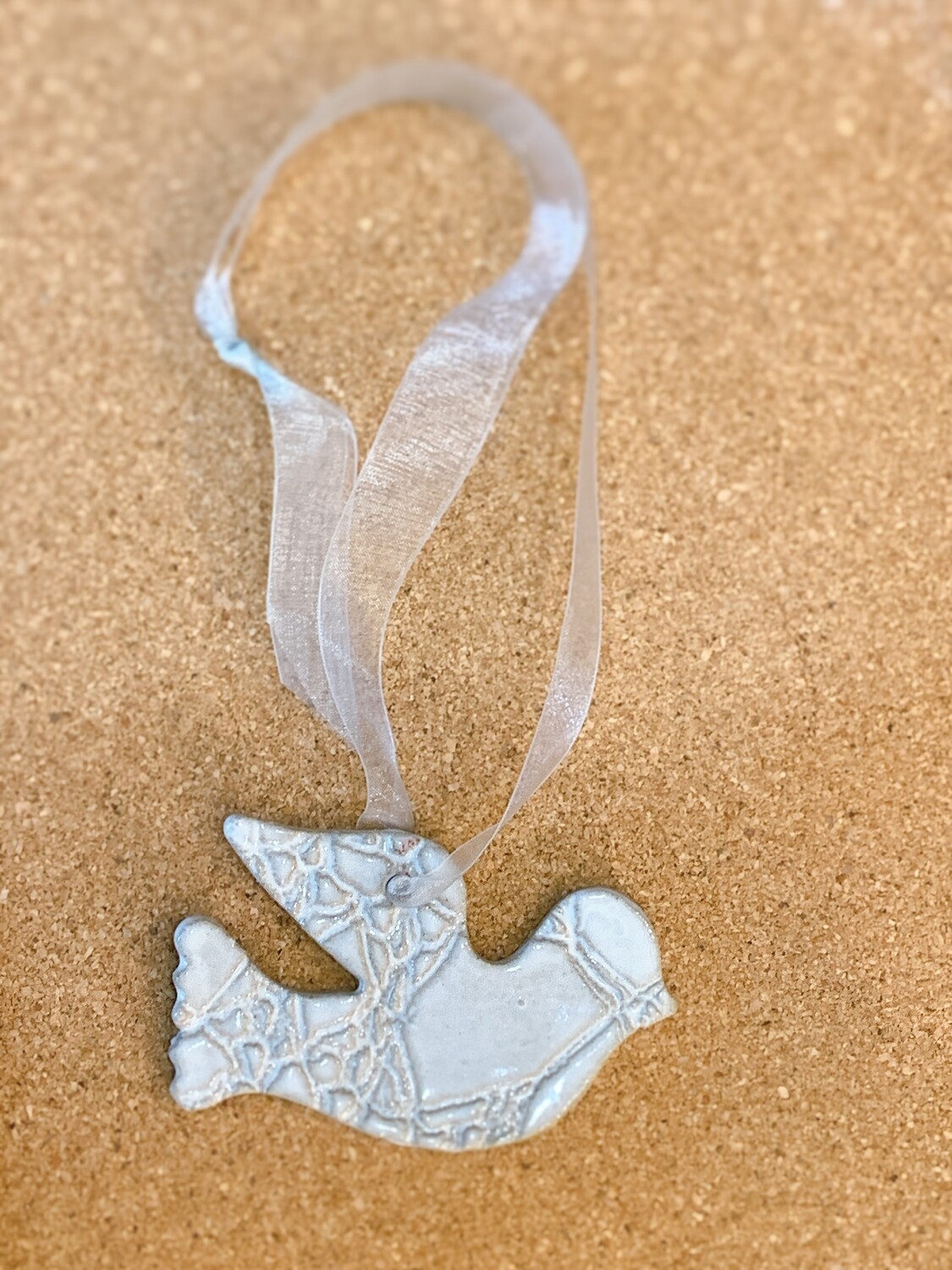 White Painted Bird Ornament