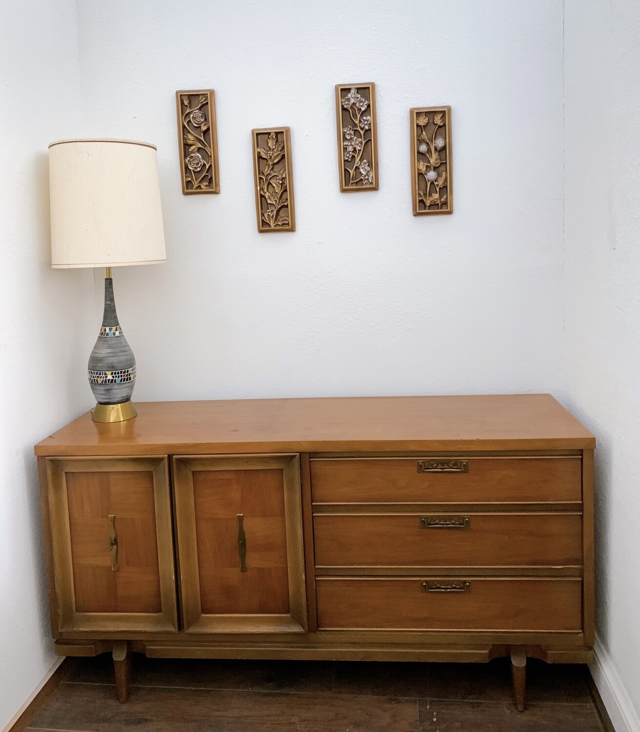 Vintage Wood Dresser Credenza 62"L x 18 3/4" W x 31"H
