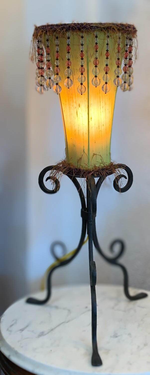 Vintage Lamp with Beaded Fringe 26.3"