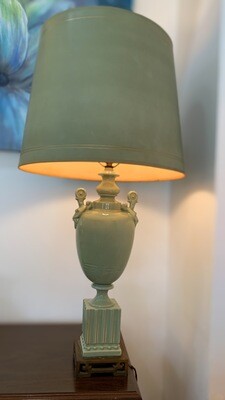Vintage Square Vase Green Lamp