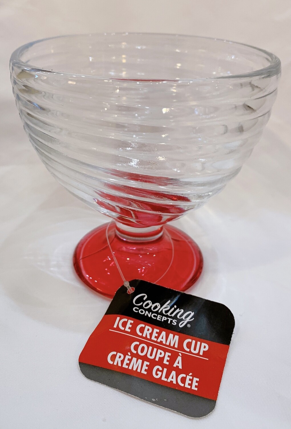 Ice Cream Swirl Glass Cup, Ice Cream Cup: Pink