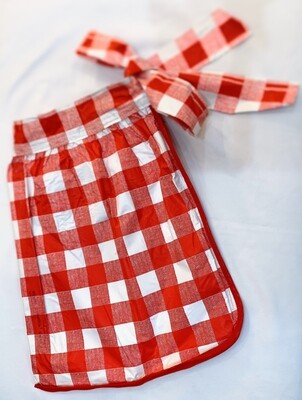 Red Plaid Apron/ Bag/ Tablecloth Set