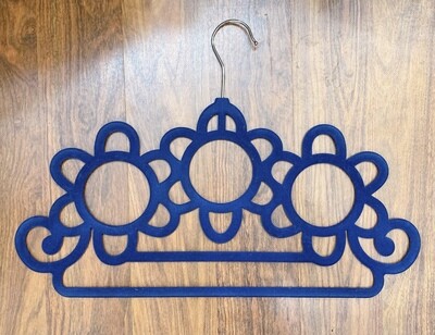 Home Basics Blue Velvet Scarf Hanger with Hooks 