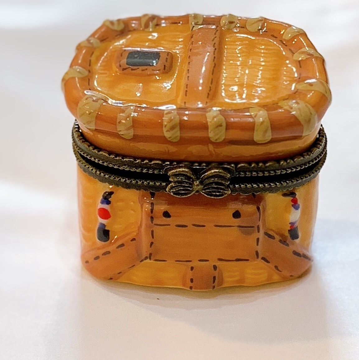 Basket with Fish Trinket Box 1.57”