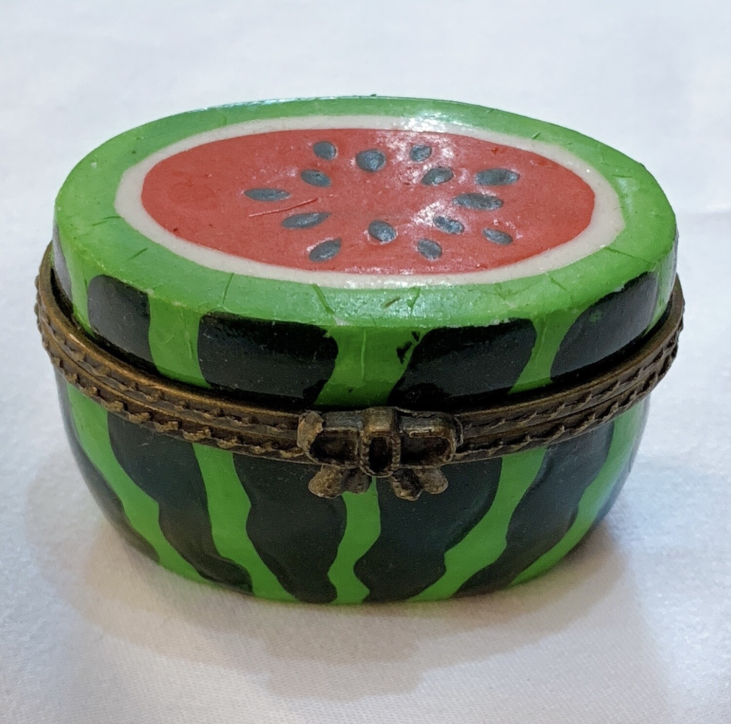 Watermelon with Picnic Basket Trinket Box 1.18”