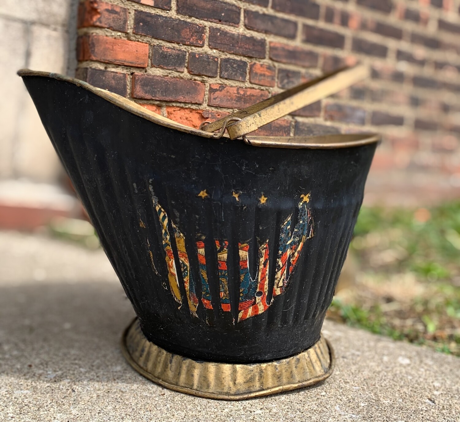 Antique Coal Scuttle Planter 