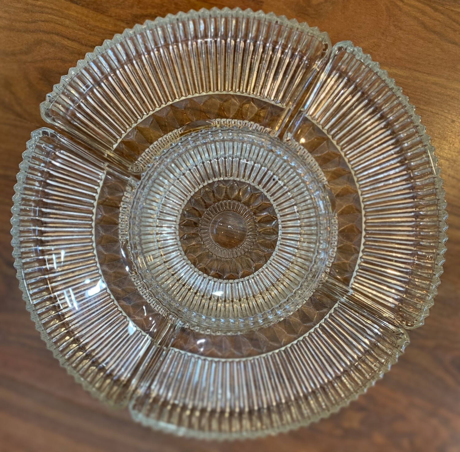 Vintage Kromex 5 Piece Glass Serving Tray 1950’s