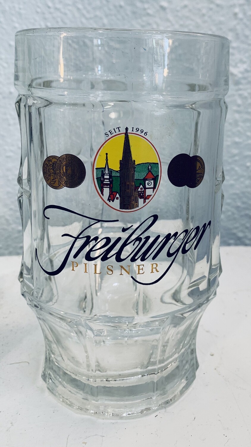 Freiburger Pilsner Beer Stein Mug Cup Glass 6.25” 0.5l