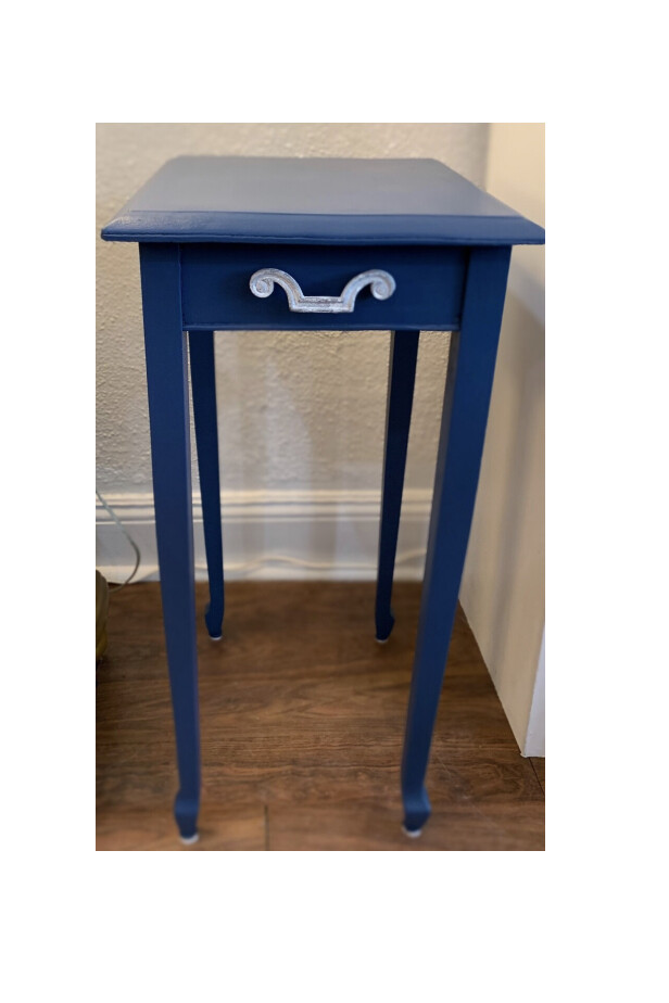 Vintage Navy Blue Painted Side Table 26"