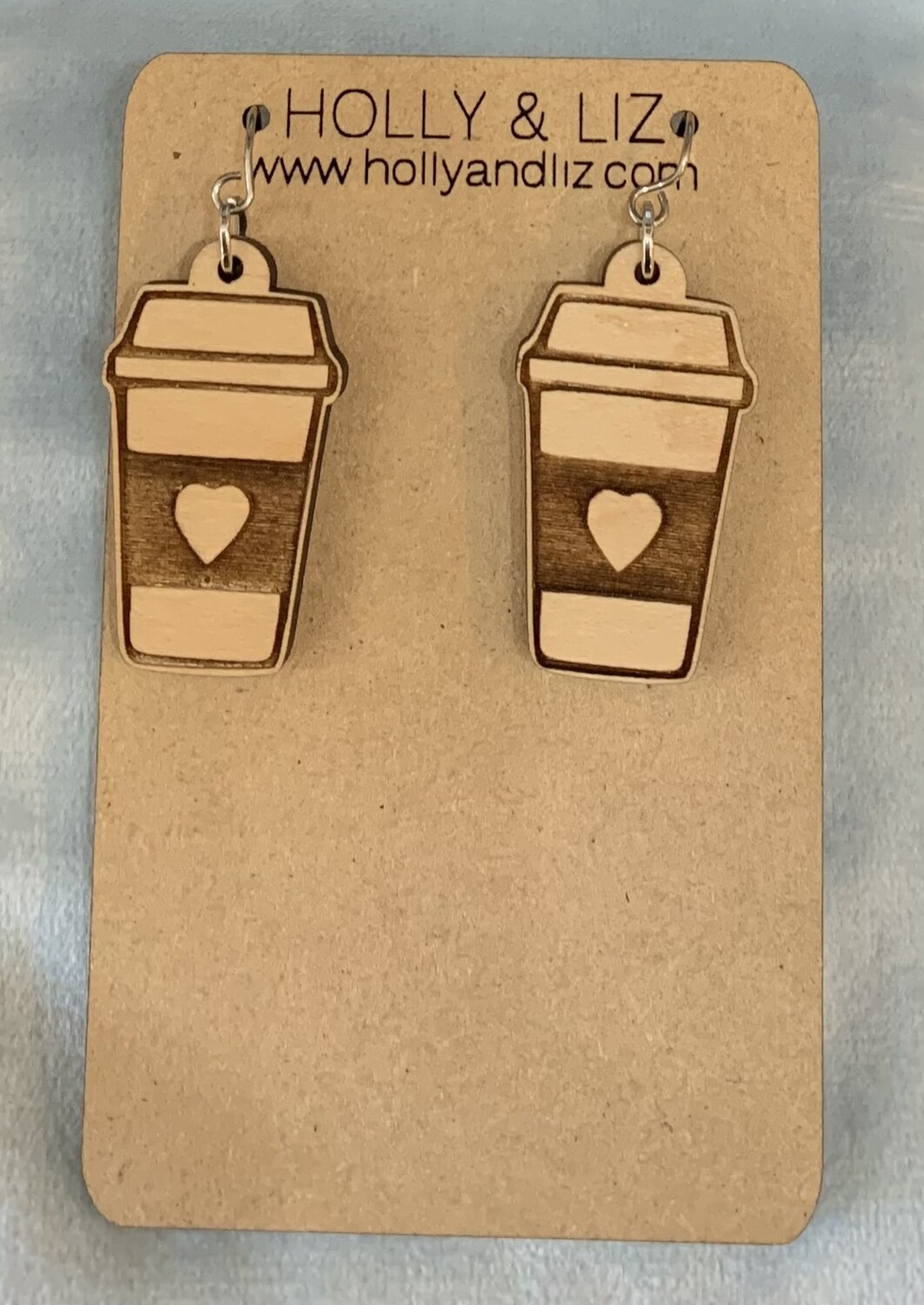 Holly &amp; Liz Wood Hanging Earrings, Design: Coffee Mini Drops