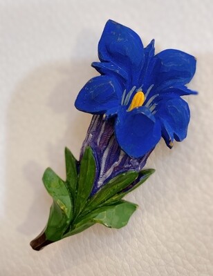 Vintage Gentian Blue Flower Brooch